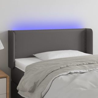 LED-voodipeats, hall, 83x16x78/88 cm, kunstnahk