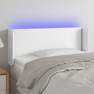 LED-voodipeats, valge, 93x16x78/88 cm, kunstnahk