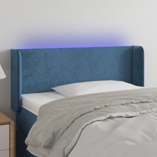 LED-voodipeats, tumesinine, 103x16x78/88 cm, samet