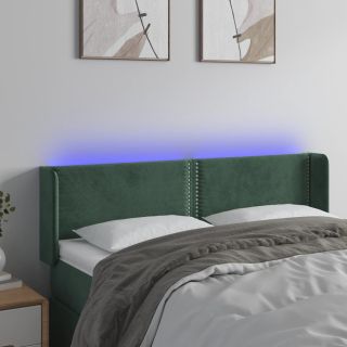 LED-voodipeats, tumeroheline, 147x16x78/88 cm, samet
