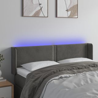LED-voodipeats, tumehall, 147x16x78/88 cm, samet