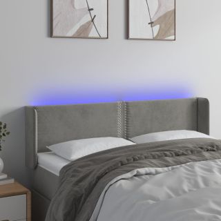 LED-voodipeats, helehall, 147x16x78/88 cm, samet
