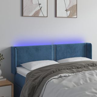 LED-voodipeats, tumesinine, 147x16x78/88 cm, samet
