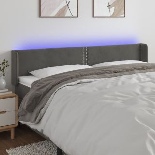 LED-voodipeats, tumehall, 183x16x78/88 cm, samet