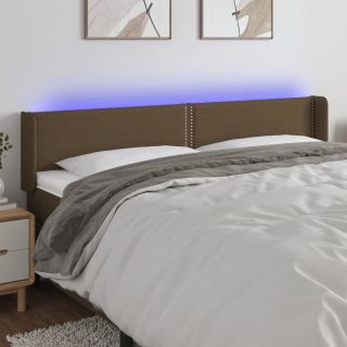 LED-voodipeats, tumepruun, 203x16x78/88 cm, kangas