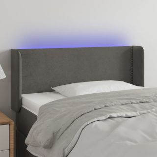 LED-voodipeats, tumehall, 103x16x78/88 cm, samet