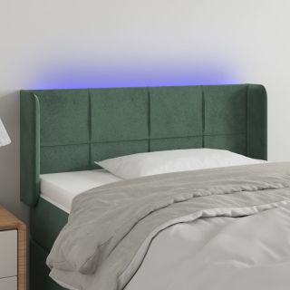 LED-voodipeats, tumeroheline, 103x16x78/88 cm, samet