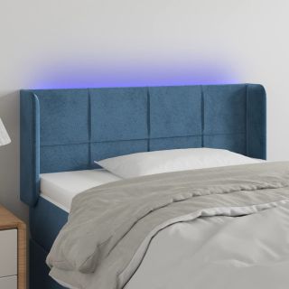 LED-voodipeats, tumesinine, 103x16x78/88 cm, samet