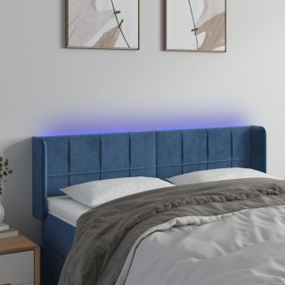 LED-voodipeats, tumesinine, 147x16x78/88 cm, samet