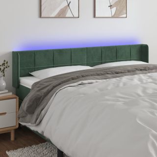 LED-voodipeats, tumeroheline, 163x16x78/88 cm, samet