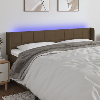 LED-voodipeats, tumepruun, 203x16x78/88 cm, kangas