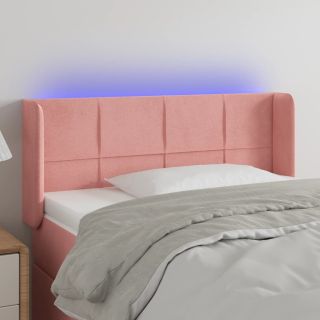 LED-voodipeats, roosa, 83x16x78/88 cm, samet