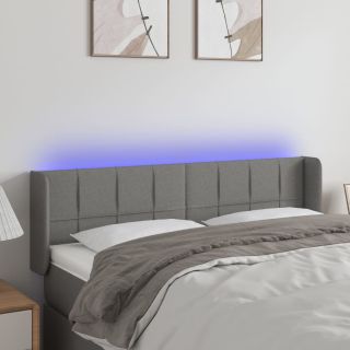 Изголовье со светодиодной подсветкой, темно-серое, 147x16x78/88 см, ткань
