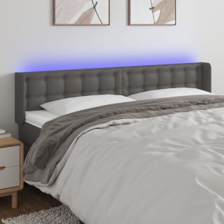 LED-voodipeats, hall, 183x16x78/88 cm, kunstnahk