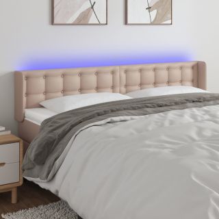 LED-voodipeats Cappuccino 163x16x78/88 cm kunstnahk