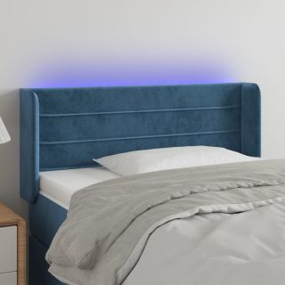 LED-voodipeats, tumesinine, 93x16x78/88 cm, samet