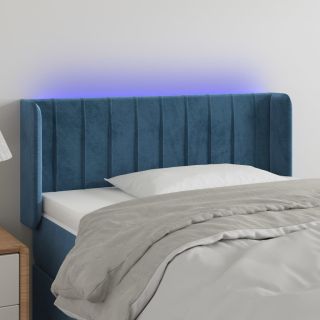 LED-voodipeats, tumesinine, 83x16x78/88 cm, samet