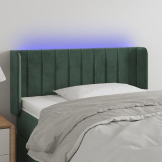 LED-voodipeats, tumeroheline, 103x16x78/88 cm, samet