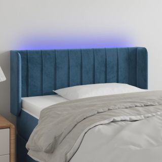 Изголовье со светодиодной подсветкой, темно-синее, 103x16x78/88 см, бархат