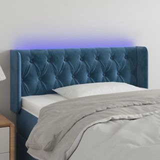 LED-voodipeats, tumesinine, 93x16x78/88 cm, samet