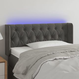 LED-voodipeats, tumehall, 103x16x78/88 cm, samet