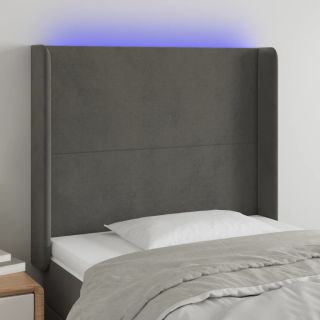 Изголовье со светодиодной подсветкой, темно-серое, 103x16x118/128 см, бархат