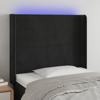 LED-voodipeats, must, 103x16x118/128 cm, samet