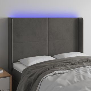 LED-voodipeats, tumehall, 147x16x118/128 cm, samet