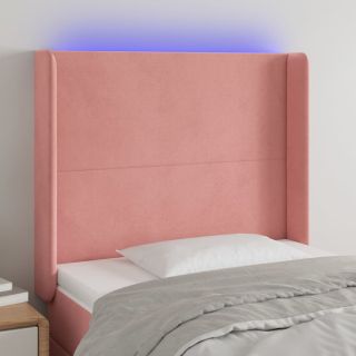 LED-voodipeats, roosa, 103x16x118/128 cm, samet