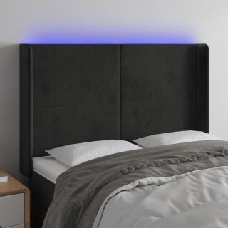 LED-voodipeats, must, 147x16x118/128 cm, samet