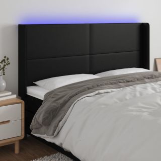 LED-voodipeats, must, 183x16x118/128 cm, kunstnahk