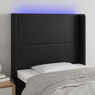 LED-voodipeats, must, 83x16x118/128 cm, kunstnahk
