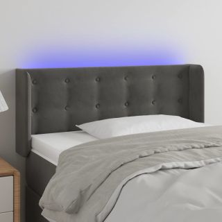 LED-voodipeats, tumehall, 93x16x78/88 cm, samet