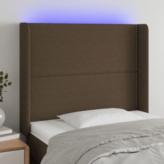 LED-voodipeats, tumepruun, 103x16x118/128 cm, kangas