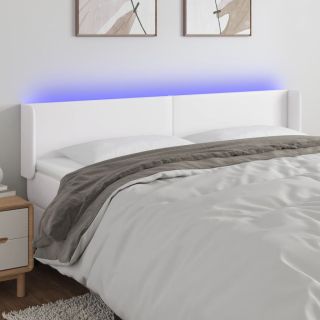 LED-voodipeats, valge, 203x16x78/88 cm, kunstnahk