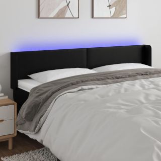 LED-voodipeats, must, 203x16x78/88 cm, kunstnahk