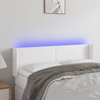 LED-voodipeats, valge, 147x16x78/88 cm, kunstnahk