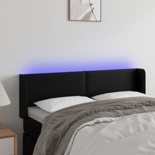 LED-voodipeats, must, 147x16x78/88 cm, kunstnahk