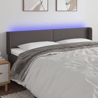 LED-voodipeats, hall, 163x16x78/88 cm, kunstnahk