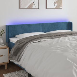 LED-voodipeats, tumesinine, 203x16x78/88 cm, samet