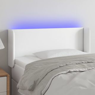 LED-voodipeats, valge, 93x16x78/88 cm, kunstnahk