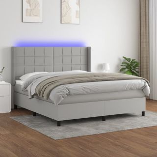 матрас для континентальной кровати и светодиоды, светло-серый, 160x200 см, ткань
