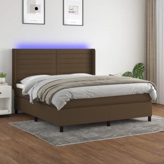 kontinentaalvoodi madrats ja LED, tumepruun, 160x200 cm, kangas
