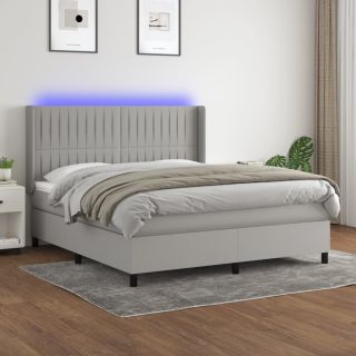 матрас для континентальной кровати и светодиоды, светло-серый, 160x200 см, ткань