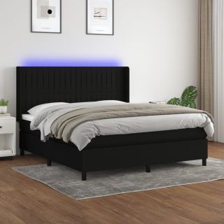 kontinentaalvoodi madrats ja LED, must, 180x200 cm, kangas