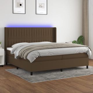 kontinentaalvoodi madrats ja LED, tumepruun, 200x200 cm, kangas