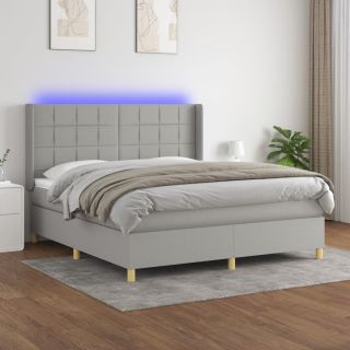 матрас для континентальной кровати и светодиоды, светло-серый, 160x200 см, ткань