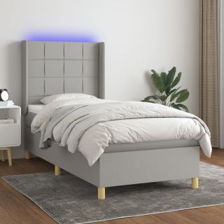 матрас для континентальной кровати и светодиоды, светло-серый, 90x200 см, ткань