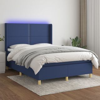 kontinentaalvoodi madrats ja LED, sinine, 140x190 cm, kangas