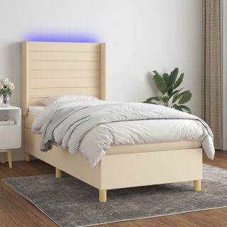 матрас для континентальной кровати и светодиоды, кремовый, 80x200 см, ткань